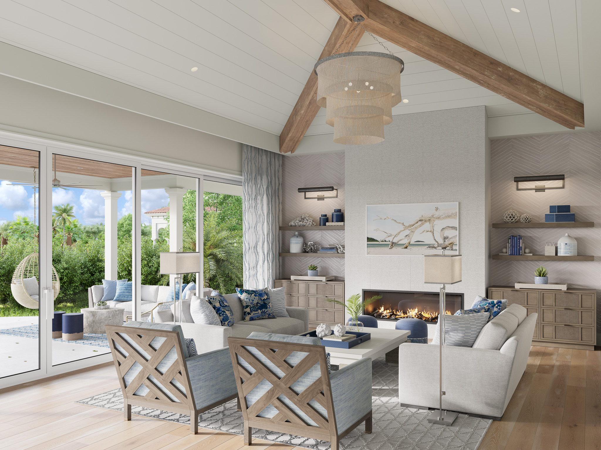 living room design rendering by Southwest Florida interior designers Gulfshore Interior Design