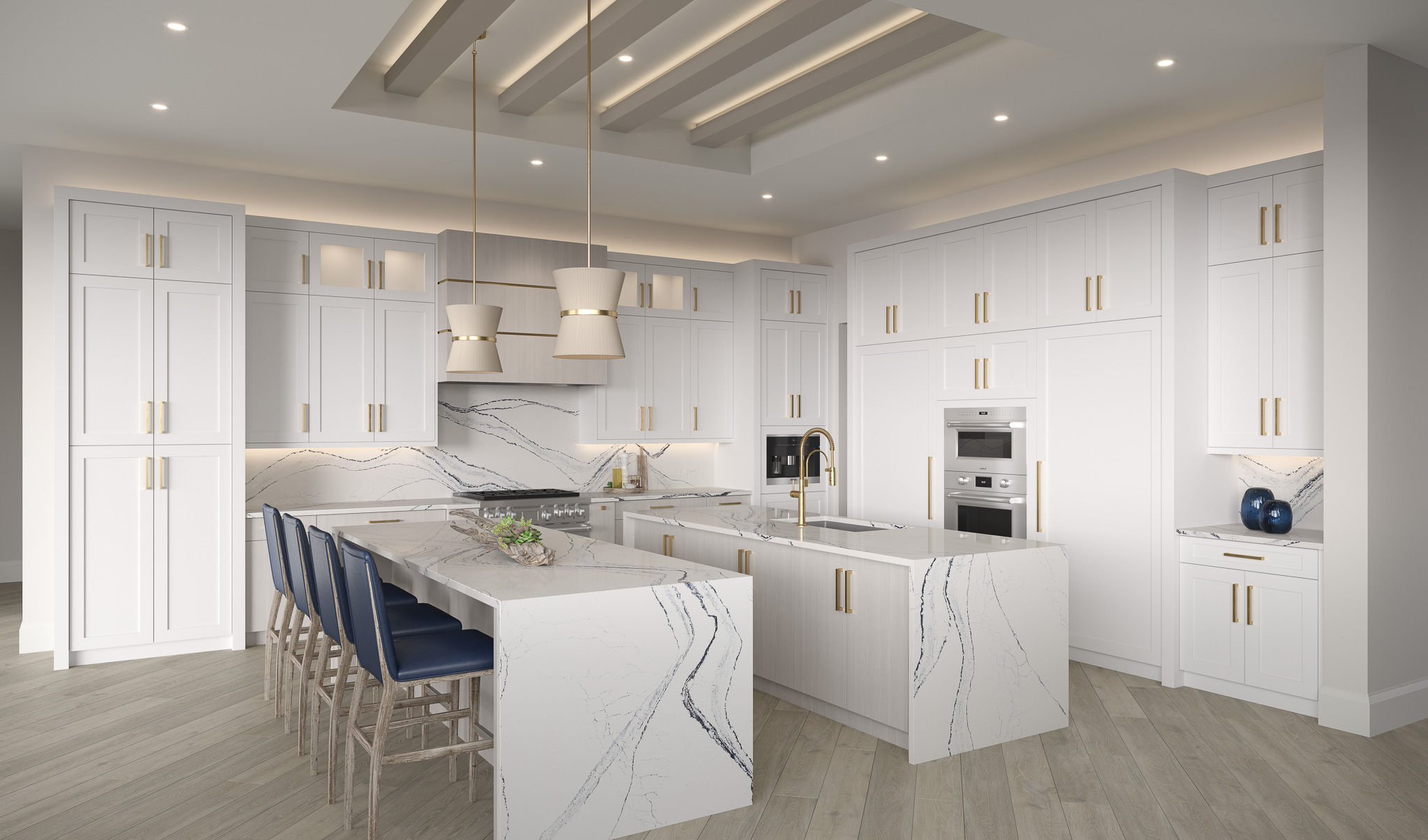 coastal kitchen design rendering by Southwest Florida interior designers Gulfshore Interior Design