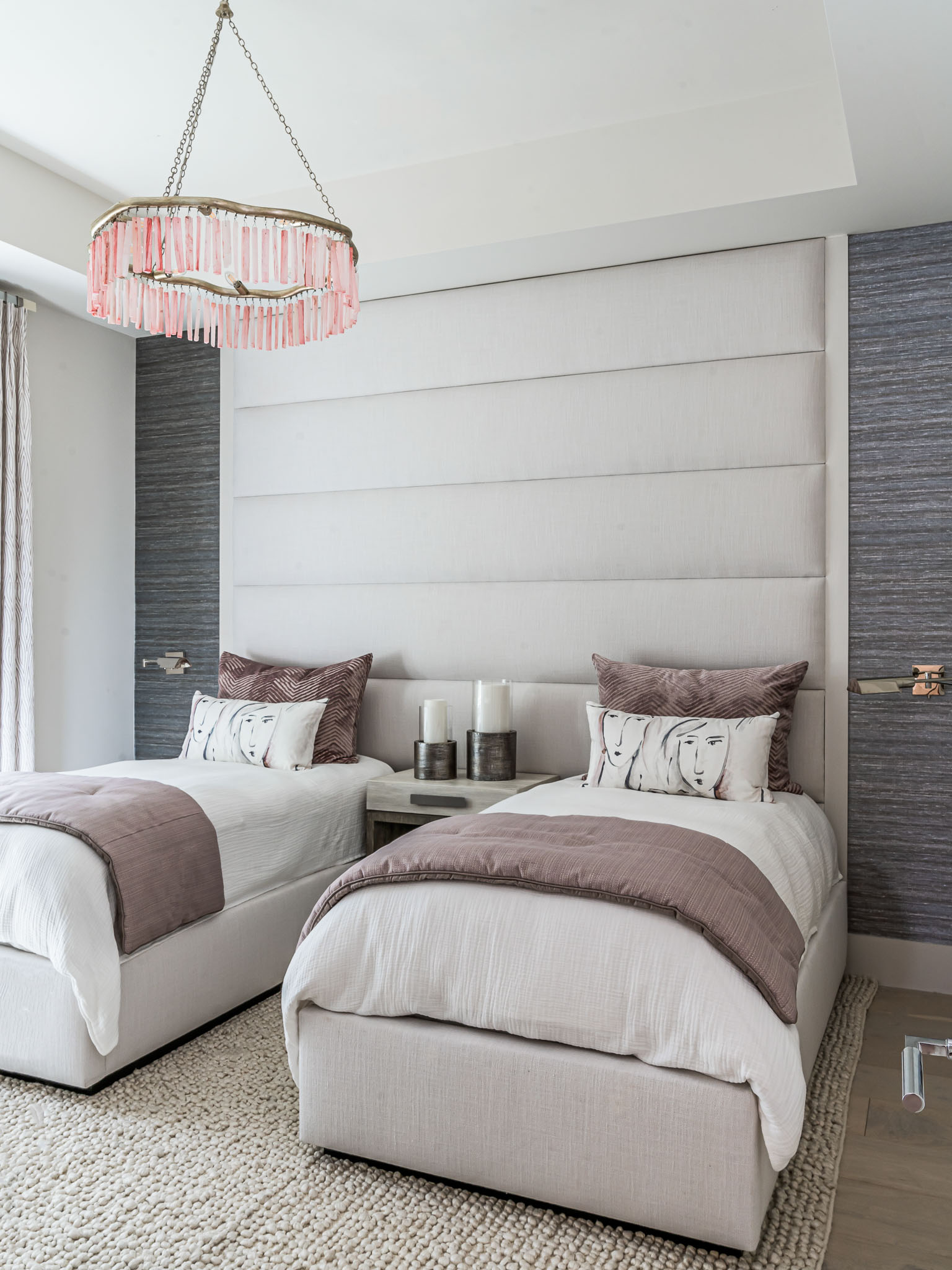 A coastal contemporary home office design with a blush neutral palette, designed by Florida interior designer Brooke Meyer of Gulfshore Interior Design