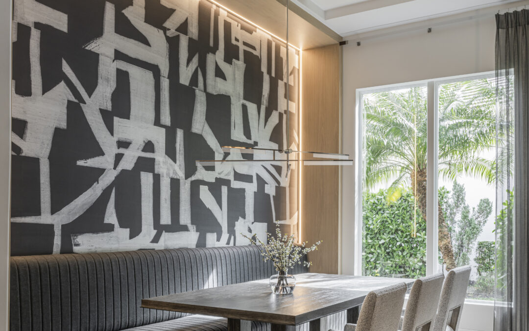 Luxury home -dining room next to backdoor with view of backyard